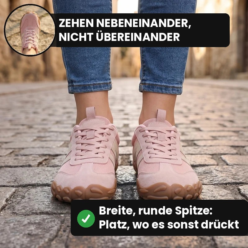 Luchtstep® Komfortsneaker in Rosa auf Kopfsteinpflaster, Vorderansicht