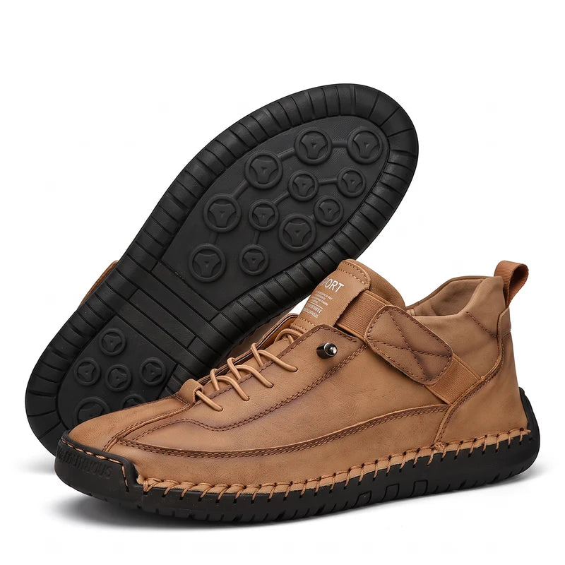 MayFit Slip Slip-on-Sneaker in Hellbraun – Seitenansicht und Sohle