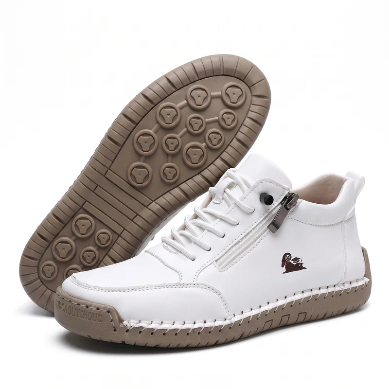 MayFit Zip Komfort-Sneaker in Weiß – Seitenansicht und Sohle