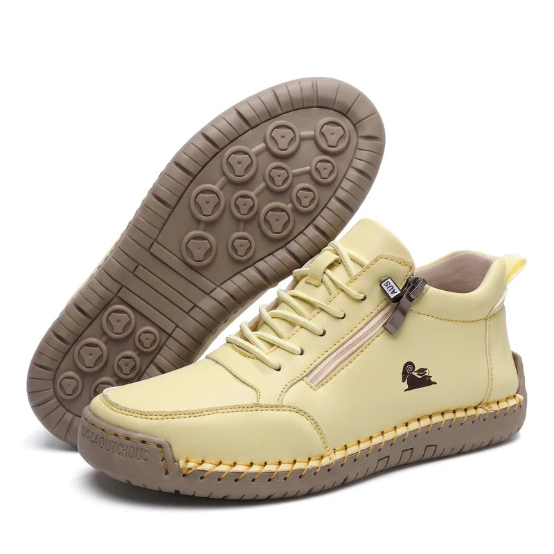 MayFit Zip Komfort-Sneaker in Gelb – Seitenansicht und Sohle