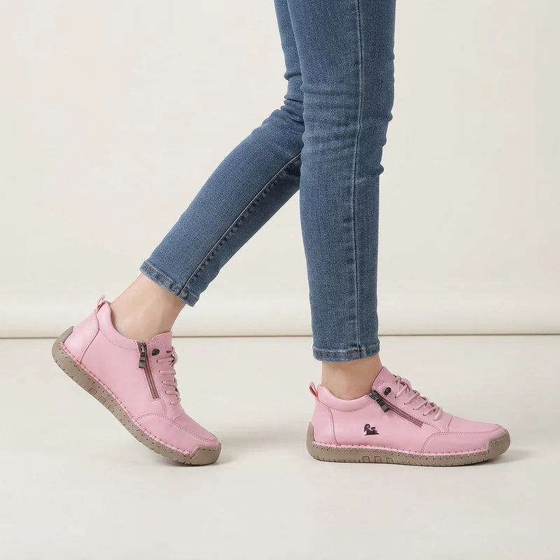 MayFit Zip Komfort-Sneaker in Rosa, am Fuß getragen