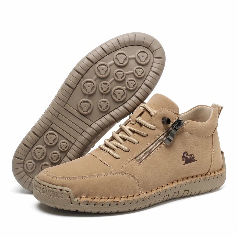 MayFit Zip Komfort-Sneaker in Beige – Seitenansicht und Sohle