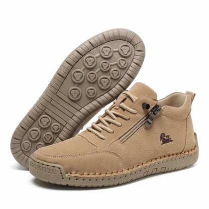 MayFit Zip Komfort-Sneaker in Beige – Seitenansicht und Sohle