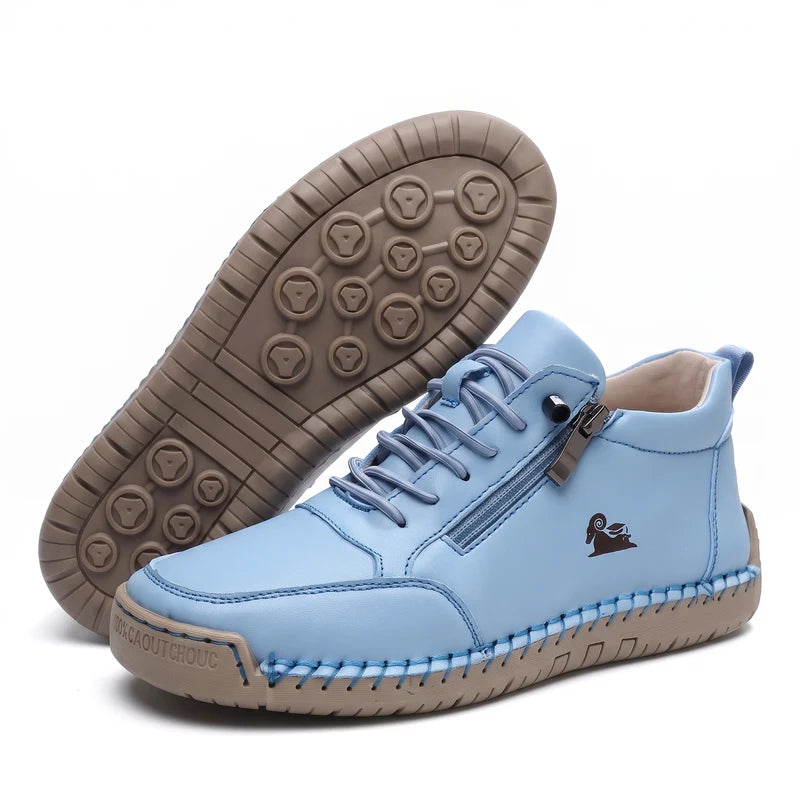 MayFit Zip Komfort-Sneaker in Hellblau – Seitenansicht und Sohle