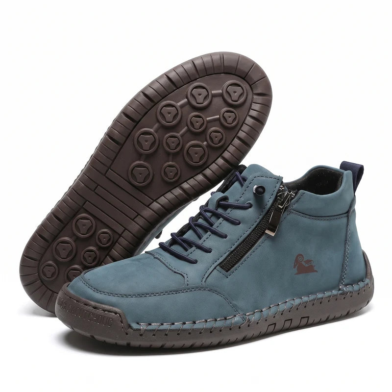 MayFit Zip Komfort-Sneaker in Petrol – Seitenansicht und Sohle