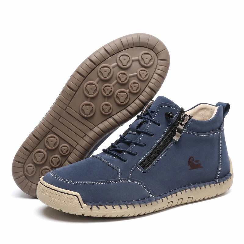 MayFit Zip Komfort-Sneaker in Blau – Seitenansicht und Sohle