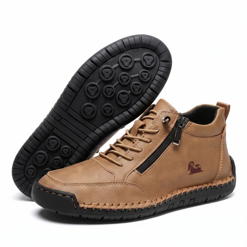 MayFit Zip Komfort-Sneaker in Khaki – Seitenansicht und Sohle