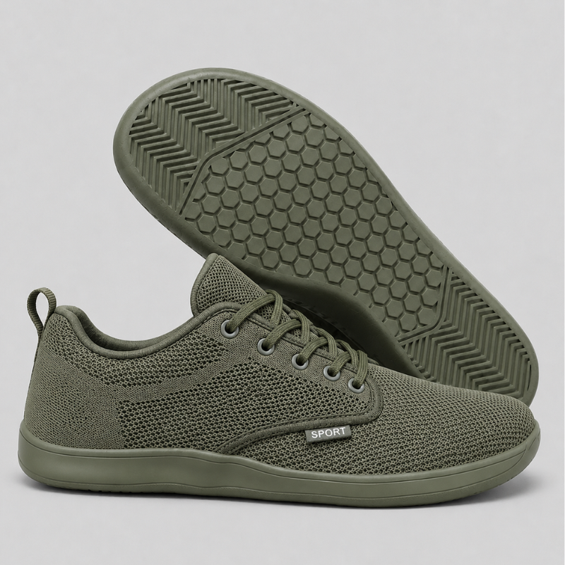 WideStep Sneaker in Oliv mit Strick-Obermaterial und Profilsohle